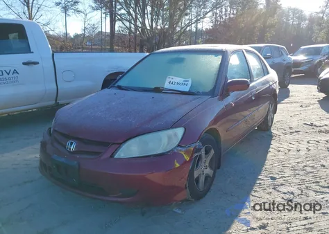 2004 Honda Civic Ex из США, поврежденный, VIN 2HGES26754H556873